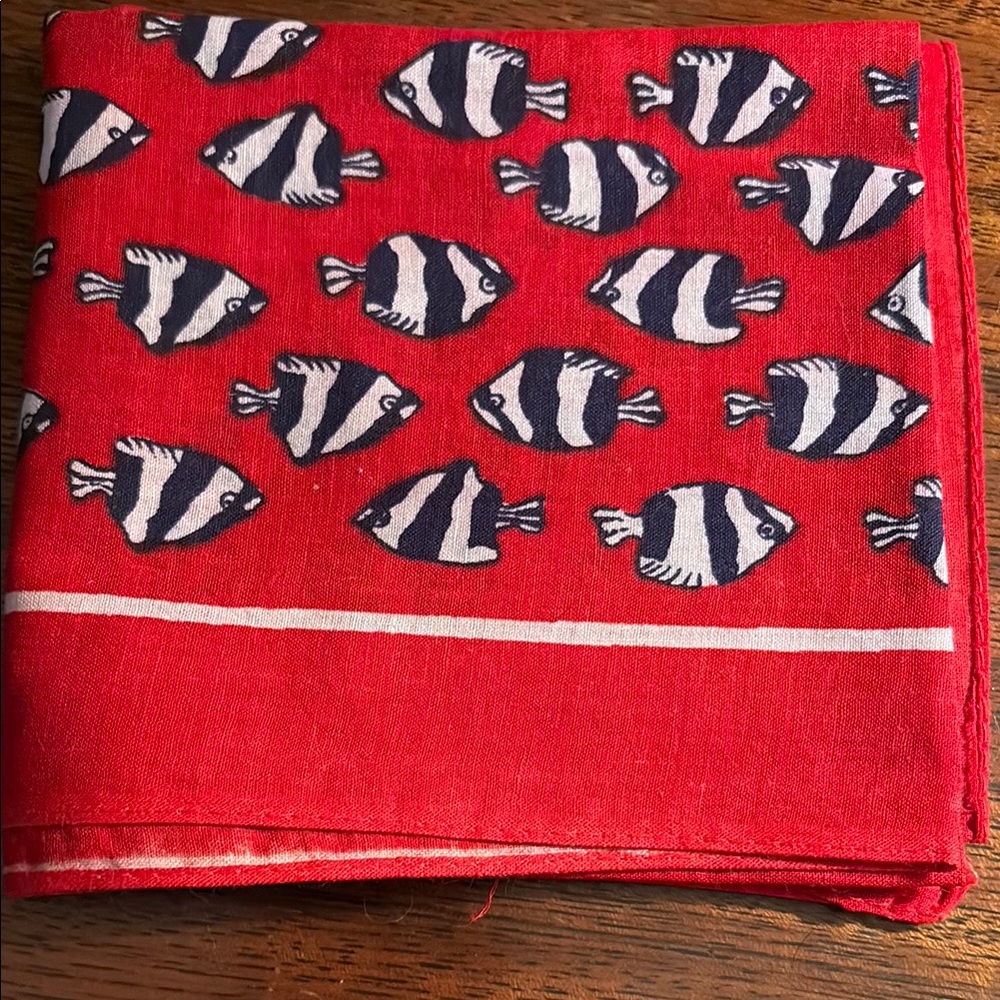 Red Fish Patterned Bandanna scarf